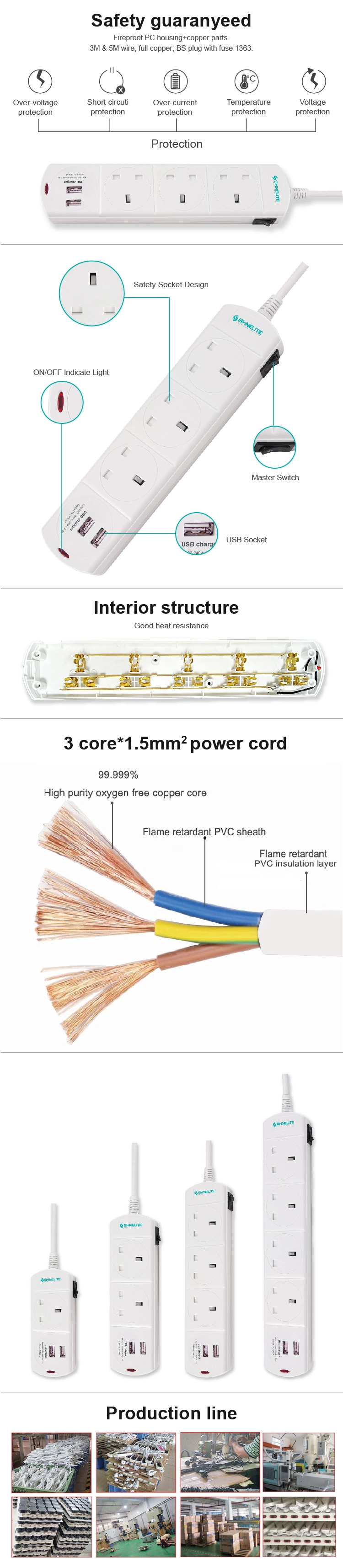 Good Quality Electrical Socket Extension with USB